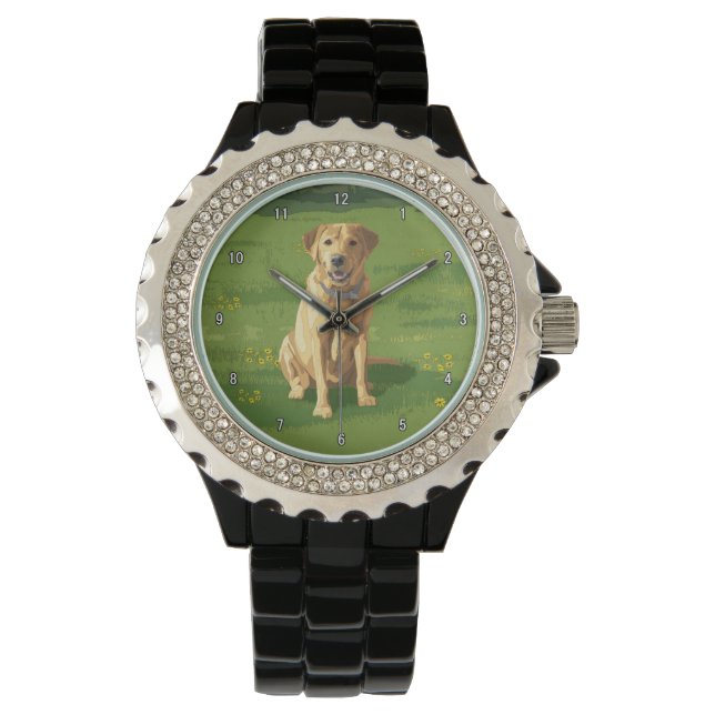 Reloj De Pulsera Perro recuperador de labrador amarillo (Anverso)