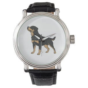 Reloj De Pulsera Perro Rottweiler, Perro Rottweiler de pie