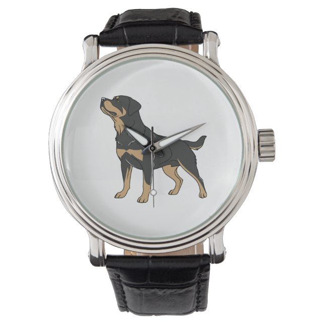Reloj De Pulsera Perro Rottweiler, Perro Rottweiler de pie (Anverso)