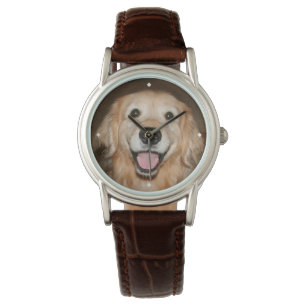 Reloj De Pulsera Perro sonriente feliz del golden retriever