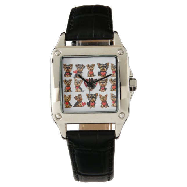 Reloj De Pulsera Perro Terrier de Valentine Yorkshire | amantes del (Anverso)