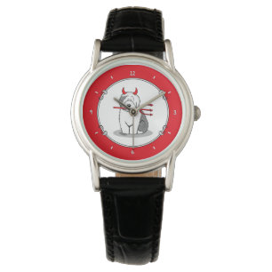 Reloj De Pulsera Perro travieso viejo inglés malvado (gris 1)