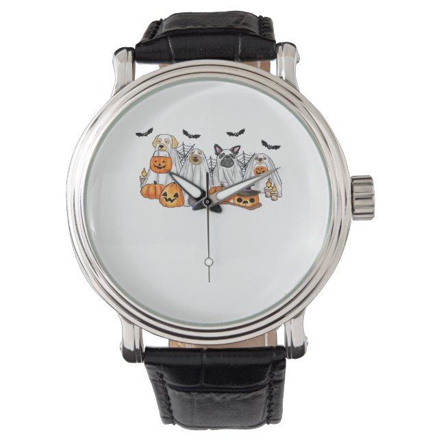 Reloj De Pulsera Perros con disfraces fantasma - Camiseta clásica d (Anverso)