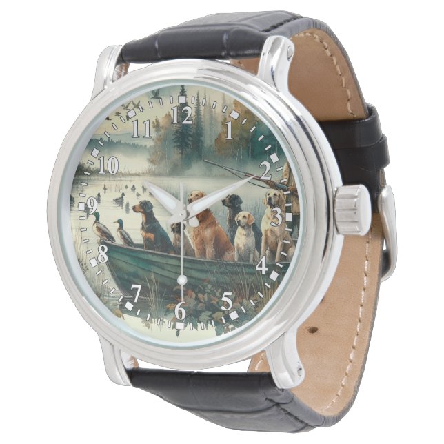 Reloj De Pulsera Perros de caza en un barco vigilan (Angular)