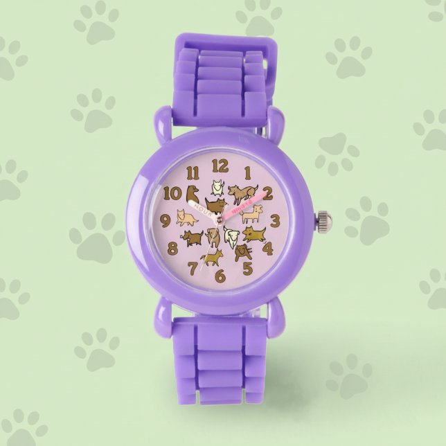 Reloj De Pulsera Perros de dibujos animados alegres para niños (Cute wrist watch for kids who love dogs.)