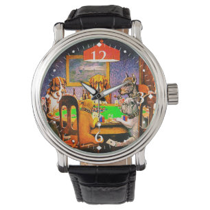 Reloj De Pulsera Perros divertidos jugando al póquer