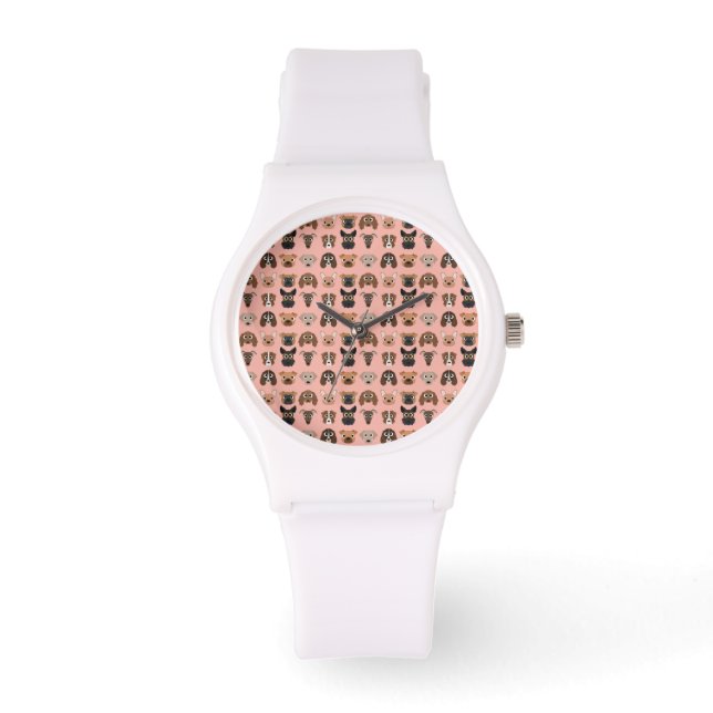 Reloj De Pulsera Perros pequeños en rosa (Anverso)