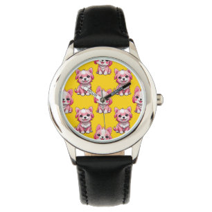 Reloj De Pulsera Perros rosados lindos - Amarillo