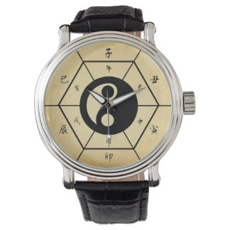 Reloj De Pulsera Personajes chinos marcan con Taichi Ying y Yang