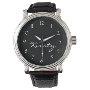 Reloj De Pulsera Personalice los números Nombre-Negros del