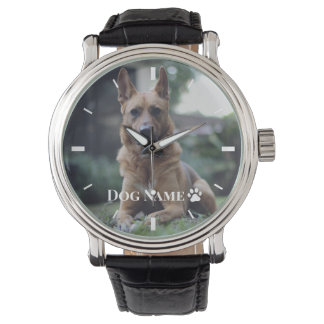 Reloj De Pulsera Personalised Dog or Puppy Photo Name Paw Vintage