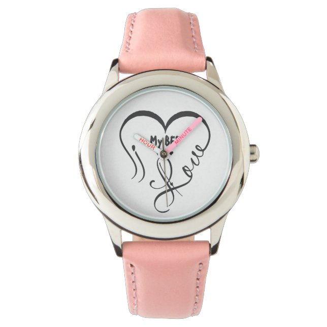 Reloj De Pulsera Personaliza Amo a mi BFF • Tú = ♥ (Anverso)