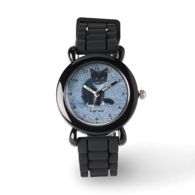 Reloj De Pulsera Personaliza el lindo gatito de Tuxedo (Anverso)