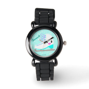 Reloj De Pulsera Personaliza el nombre del Chica Azul patinaje sobr