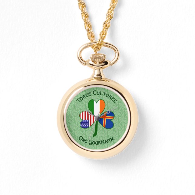 Reloj De Pulsera Personaliza Islas Åland Trébol Damas (Anverso)