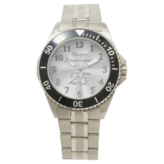 Reloj De Pulsera Personalizable 25 Aniversario mira TU TEXTO (Anverso)