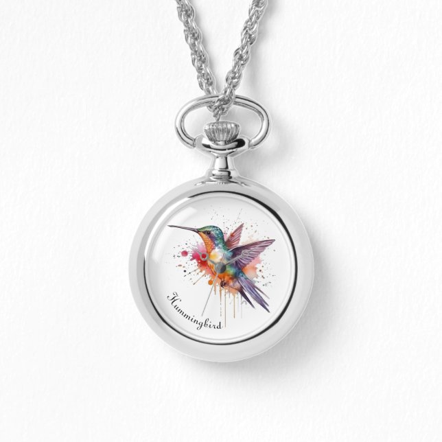 Reloj De Pulsera Personalizable de colibrí exótico y colorido (Anverso)