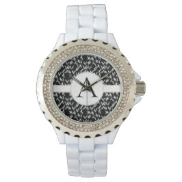 Reloj De Pulsera Personalizable elegante negro y blanco Resumen Mon