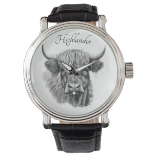 Reloj De Pulsera Personalizable Esbozo de vaca Highland