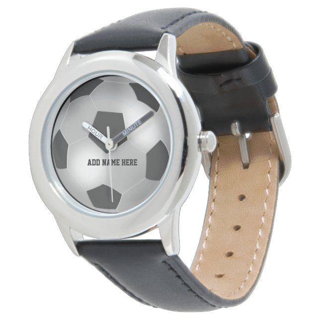 Reloj De Pulsera Personalizable Silver Soccer Ball (Angular)