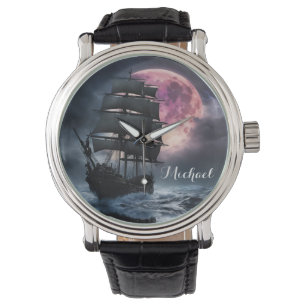 Reloj De Pulsera Personalización de la luna de fresa del barco pira