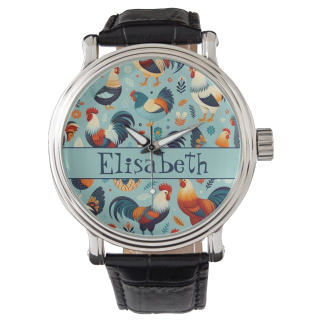 Reloj De Pulsera Personalización del diseño de gallos y gallos (Anverso)