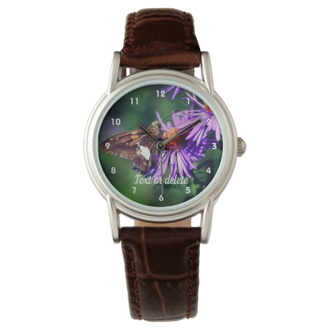 Reloj De Pulsera Personalizada la flor del astro de la mariposa de  (Anverso)