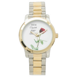 Reloj De Pulsera Personalizada la flor roja de rosa roja de cumplea