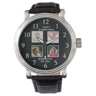 Reloj De Pulsera Personalizado 4 Nombre de familia de Collage de fo
