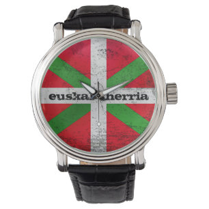 Reloj De Pulsera Personalizado, afligida bandera del País Vasco, Ik