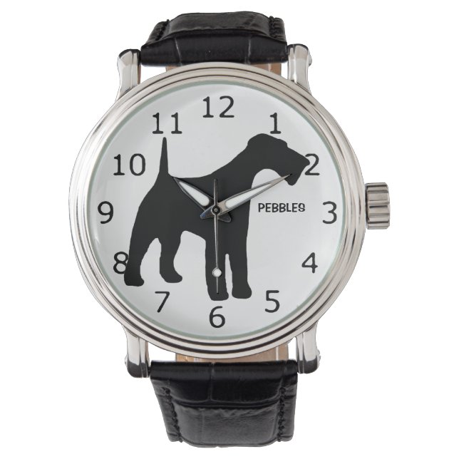 Reloj De Pulsera PERSONALIZADO Airedale Terrier Dog Silhouette (Anverso)
