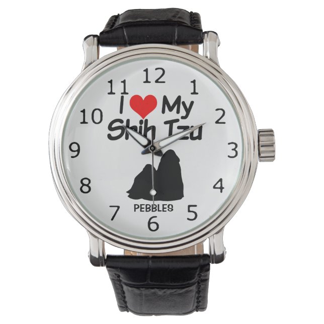 Reloj De Pulsera PERSONALIZADO Amo A Mi Perro Shih Tzu (Anverso)