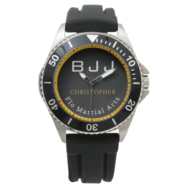 Reloj De Pulsera Personalizado BJJ Jiu Jitsu Editar Nombre Y Equipo (Anverso)