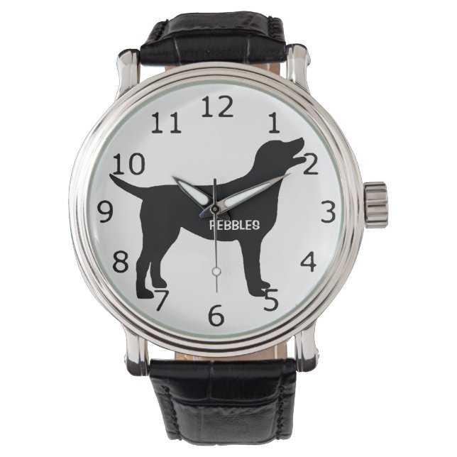 Reloj De Pulsera PERSONALIZADO Black Lab Dog Silhouette (Anverso)