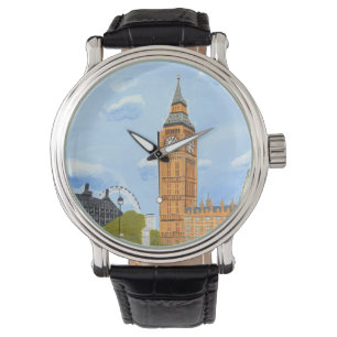 Reloj De Pulsera Personalizado Black Vintage Leather Big Ben