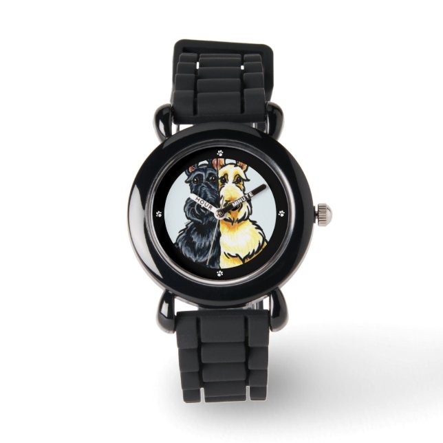Reloj De Pulsera Personalizado Black Wheaten Scottie Duo (Anverso)