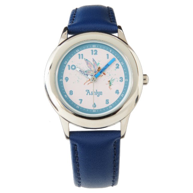 Reloj De Pulsera Personalizado Blue Elegant Hada Aprender Niños del (Anverso)