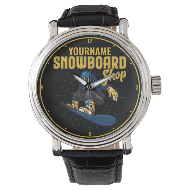 Reloj De Pulsera Personalizado Boarder Snowboarding Shop Big Air (Anverso)