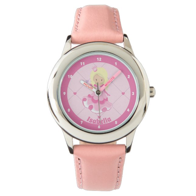 Reloj De Pulsera Personalizado bonito Chica Princesa Rosa (Anverso)