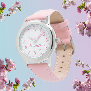 Reloj De Pulsera Personalizado Chica Nombre Niños rosados Vigilar