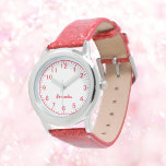 Reloj De Pulsera Personalizado Chica Nombre Purpurina Rojo Correa N<br><div class="desc">Personalizado Chica Nombre Purpurina Rojo Correa Guardia de Niños</div>