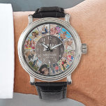 Reloj De Pulsera Personalizado Collage de fotos Rústico Farmhouse A<br><div class="desc">Crea tu propio reloj de foto de Instagram personalizado con tus imágenes personalizados sobre un fondo rústico de madera de tablero al estilo de una casa de campo. La cara del reloj también incluye el nombre de tu familia, el año establecido y un guión escrito a mano de "Amor". Añade...</div>