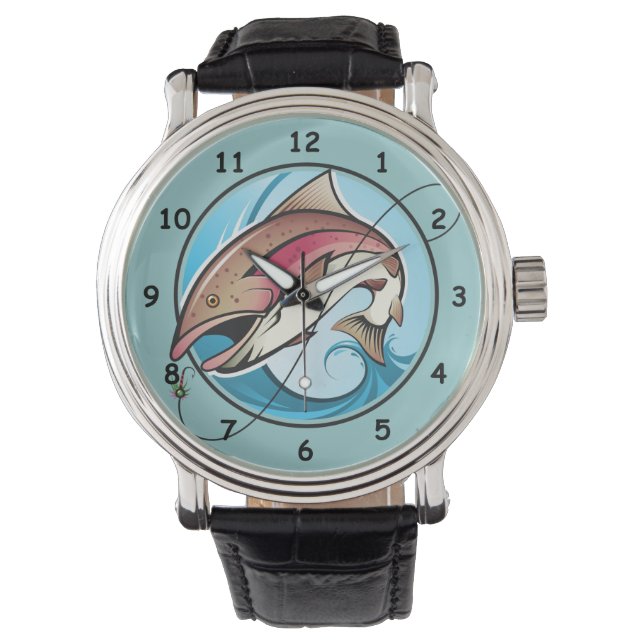 Reloj De Pulsera Personalizado colorido atrapando un pez (Anverso)
