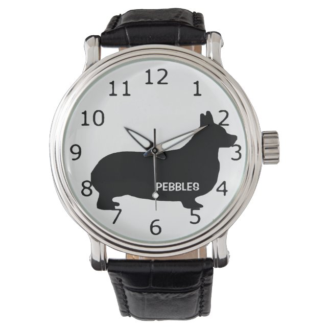 Reloj De Pulsera PERSONALIZADO Corgi Dog Silhouette (Anverso)