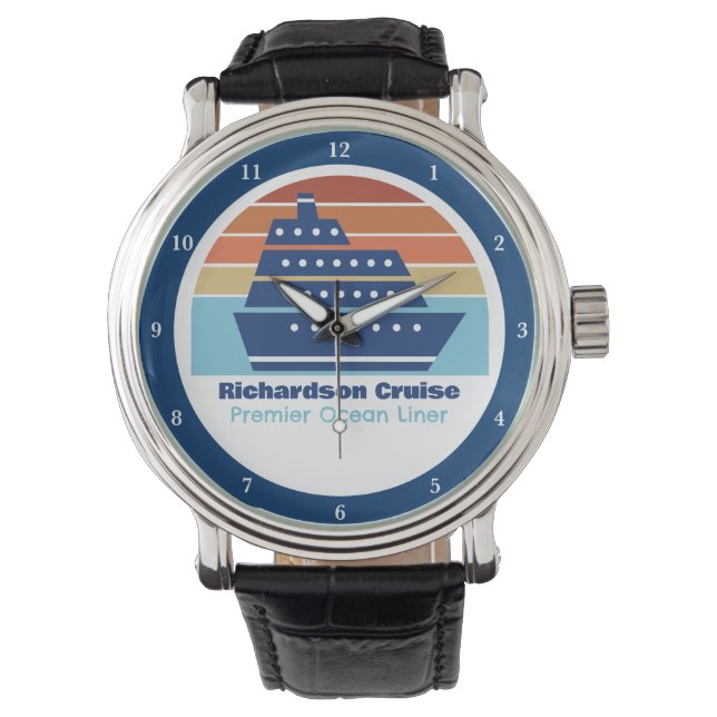 Reloj De Pulsera Personalizado Cruise Ship Ocean Liner Sunset Capta (Anverso)