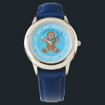 Reloj De Pulsera Personalizado Cute Gingerbread Man<br><div class="desc">Este adorable reloj infantil tiene un hombre de pan de jengibre adorable y sonriente que está decorado con gambas de hielo en los brazos y piernas y botones de Navidades rojos en el vientre. Personaliza el reloj de este niño para un Navidad personalizado.</div>
