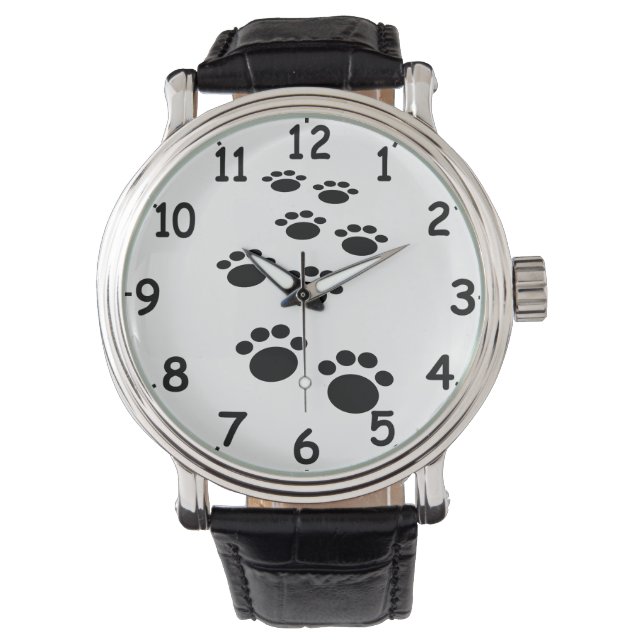 Reloj De Pulsera Personalizado Cute Mascota Paw Trail (Anverso)