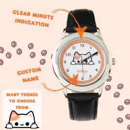 Reloj De Pulsera Personalizado Cute Naranja Niños Gatos Aprendiendo