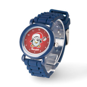 Reloj De Pulsera Personalizado Cute Santa Claus Penguin
