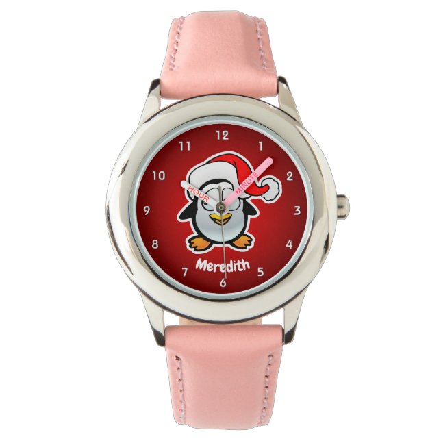 Reloj De Pulsera Personalizado Cute Santa Claus Penguin (Anverso)